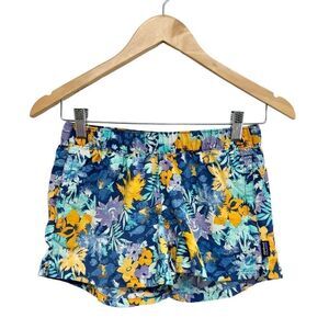 Patagonia Women's Floral Blue and Yellow Shorts